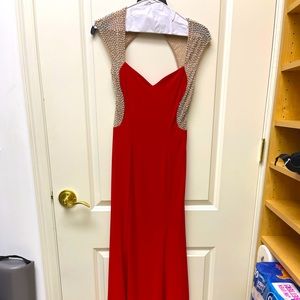 Long, slinky, red gown! Gorgeous back